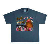 Midnight Navy just a girl who loves chickens Urban Heavy Tee - JahusDesignShop