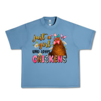 Pebble Blue just a girl who loves chickens Urban Heavy Tee - JahusDesignShop