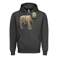 Charcoal Heather southdown sheep Zipper Hoodie - LillyAllenDesigns