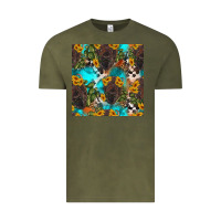 Vintage Olive western bison and sunflowers seamless pattern Vintage Tee - HRA Design Shop