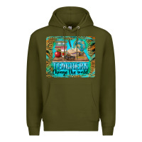 Army Green teachers change the world mousepad Premium Hoodie - BarkalooDesign