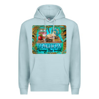 Blue Mist teachers change the world mousepad Premium Hoodie - BarkalooDesign