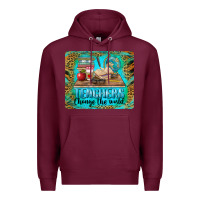 Burgundy teachers change the world mousepad Premium Hoodie - BarkalooDesign