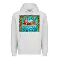 Dove Grey teachers change the world mousepad Premium Hoodie - BarkalooDesign