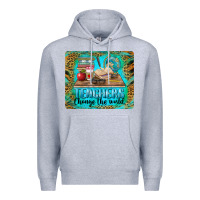 Heather Grey teachers change the world mousepad Premium Hoodie - BarkalooDesign