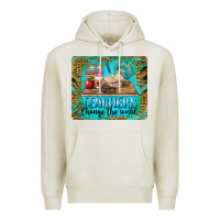 Oatmeal Heather teachers change the world mousepad Premium Hoodie - BarkalooDesign