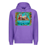 Purple teachers change the world mousepad Premium Hoodie - BarkalooDesign