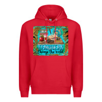 Red teachers change the world mousepad Premium Hoodie - BarkalooDesign
