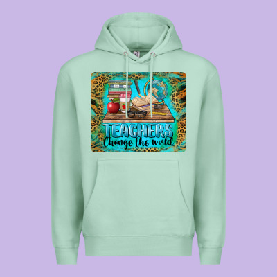 Teachers Change The World Mousepad Premium Hoodie Designed By Barkaloodesign