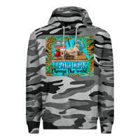 Slate Camo teachers change the world mousepad Premium Hoodie - BarkalooDesign