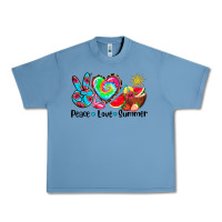 Pebble Blue peace love  summer Urban Heavy Tee - AdoDesignShop