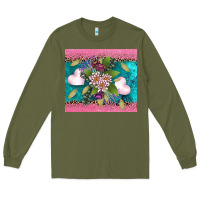 Army Green v.d flowers and hearts Long Sleeve Tee - AdoDesignShop