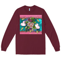 Burgundy v.d flowers and hearts Long Sleeve Tee - AdoDesignShop