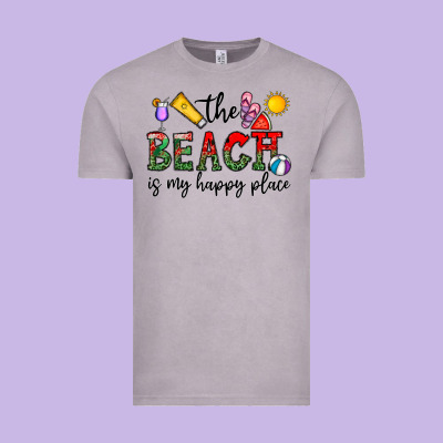 The Beach Is My Happy Place Vintage Tee Designed By Cowhidedigitalart