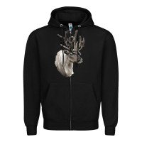 Black Reindeer Buck Deer Head Zipper Hoodie - LillyAllenDesigns