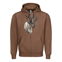 Chestnut Reindeer Buck Deer Head Zipper Hoodie - LillyAllenDesigns