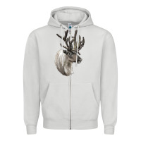 Dove Grey Reindeer Buck Deer Head Zipper Hoodie - LillyAllenDesigns