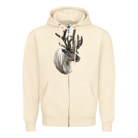 Sandshell Reindeer Buck Deer Head Zipper Hoodie - LillyAllenDesigns