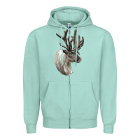 Seafoam Reindeer Buck Deer Head Zipper Hoodie - LillyAllenDesigns