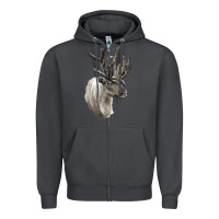 Smoke Reindeer Buck Deer Head Zipper Hoodie - LillyAllenDesigns