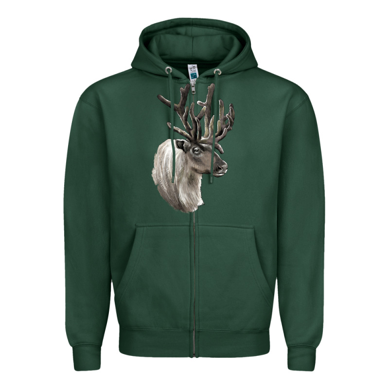 Reindeer Buck Deer Head Zipper Hoodie by LillyAllenDesigns | Teevron