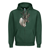 Sports Green Reindeer Buck Deer Head Zipper Hoodie - LillyAllenDesigns