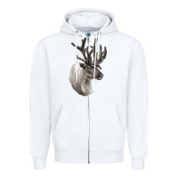 White Reindeer Buck Deer Head Zipper Hoodie - LillyAllenDesigns
