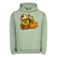 Pigment Oil Green Fall pumpkin coffee Urban Hoodie - NancyCooperArtShop