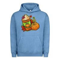 Pigment Pebble Blue Fall pumpkin coffee Urban Hoodie - NancyCooperArtShop