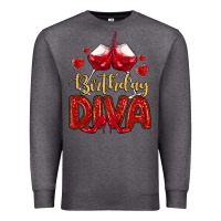 Charcoal Heather birthday diva Premium Sweatshirt - MaliasSmallBusiness