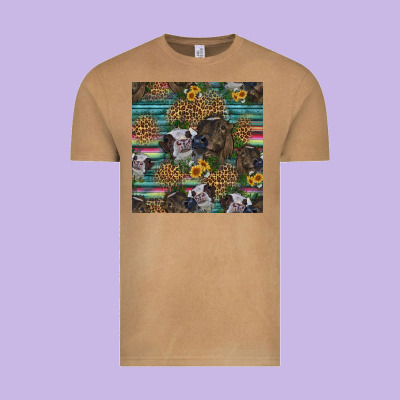 Western Two Cute Heifers Seamless Pattern Vintage Tee Designed By Hra Design Shop
