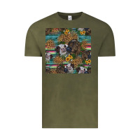 Vintage Olive western two cute heifers seamless pattern Vintage Tee - HRA Design Shop