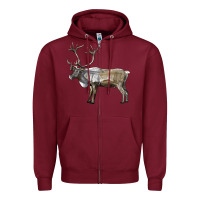 Burgundy reindeer buck deer Zipper Hoodie - LillyAllenDesigns