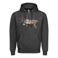 Charcoal Heather reindeer buck deer Zipper Hoodie - LillyAllenDesigns