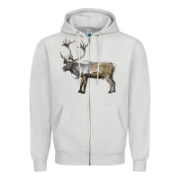 Dove Grey reindeer buck deer Zipper Hoodie - LillyAllenDesigns