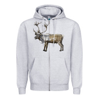 Heather Grey reindeer buck deer Zipper Hoodie - LillyAllenDesigns