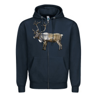 Navy reindeer buck deer Zipper Hoodie - LillyAllenDesigns