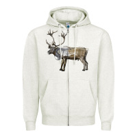 Oatmeal Heather reindeer buck deer Zipper Hoodie - LillyAllenDesigns