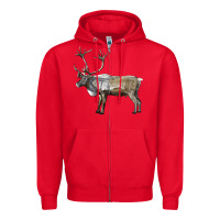 Red reindeer buck deer Zipper Hoodie - LillyAllenDesigns