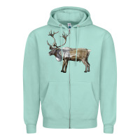 Seafoam reindeer buck deer Zipper Hoodie - LillyAllenDesigns