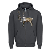 Smoke reindeer buck deer Zipper Hoodie - LillyAllenDesigns