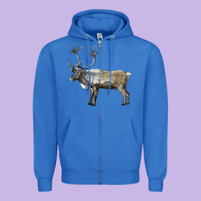 Reindeer Buck Deer Zipper Hoodie Designed By Lillyallendesigns