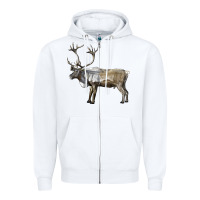 White reindeer buck deer Zipper Hoodie - LillyAllenDesigns