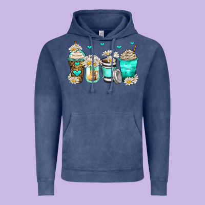 Daisy Coffee Cups Vintage Hoodie Designed By Zillion Design Studio