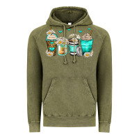 Vintage Olive daisy coffee cups Vintage Hoodie - Zillion Design Studio