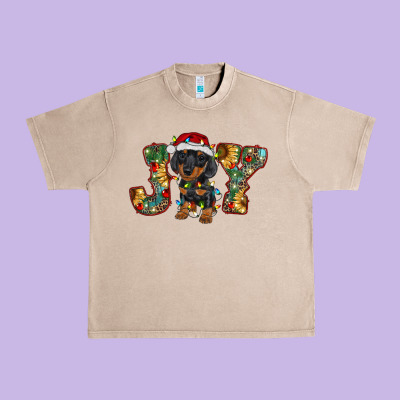 Dachshund Puppy Christmas Joy Urban Heavy Tee Designed By Barkaloodesign