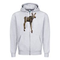 Heather Grey moose fawn deer Zipper Hoodie - LillyAllenDesigns