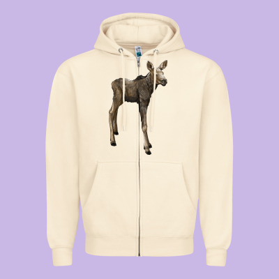 Moose Fawn Deer Zipper Hoodie Designed By Lillyallendesigns