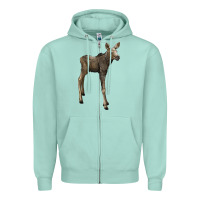 Seafoam moose fawn deer Zipper Hoodie - LillyAllenDesigns