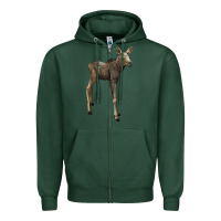 Sports Green moose fawn deer Zipper Hoodie - LillyAllenDesigns